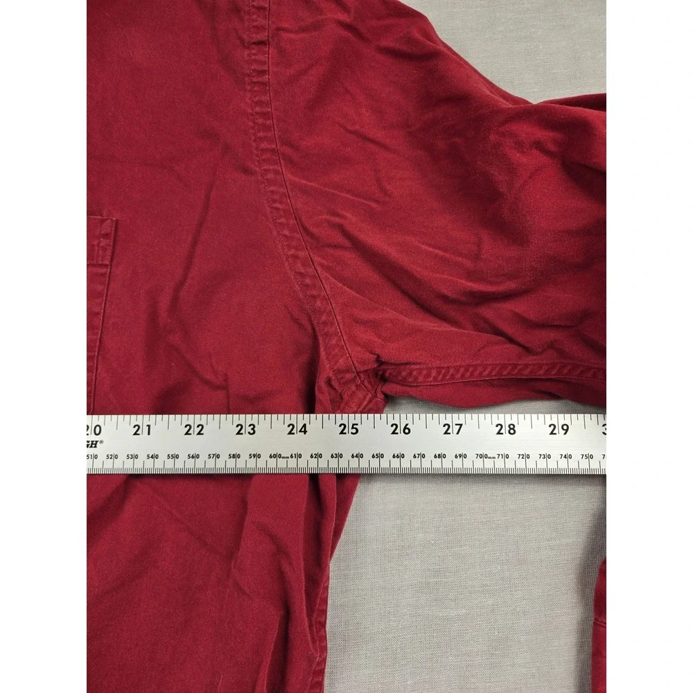 Lands End Mens XL Red Long Sleeve Cotton Button Down Shirt Regular Fit 17-17.5
